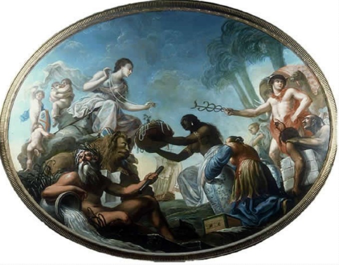 India Offering Her Pearls to Britannia, painting done for the East India Company in the late 18th century, Foreign and Commonwealth Office