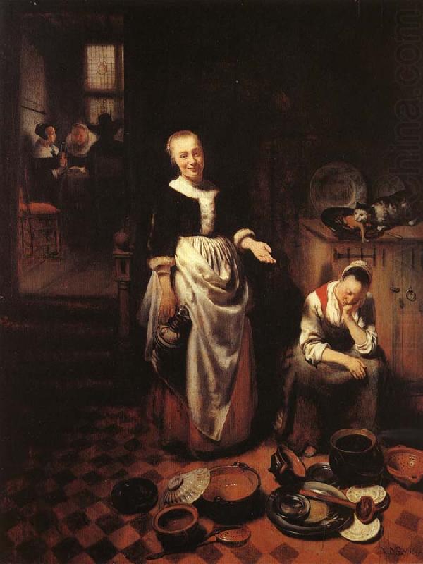 Sleeping Maid and her Mistress by Nicholas Maes, 1634-93, National Gallery, London
