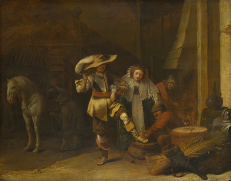 Man and a Woman in a Stableyard by Peter Quast, 1605/6-47, National Gallery, London