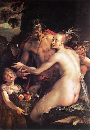 Bacchus, Ceres and Cupid by Bartholomew Spranger, 1546-1611